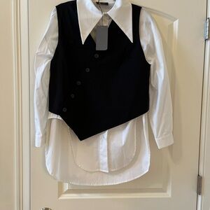 White Button Down Shirt with vest. You can buy separate .Made in Italy. Rome.New